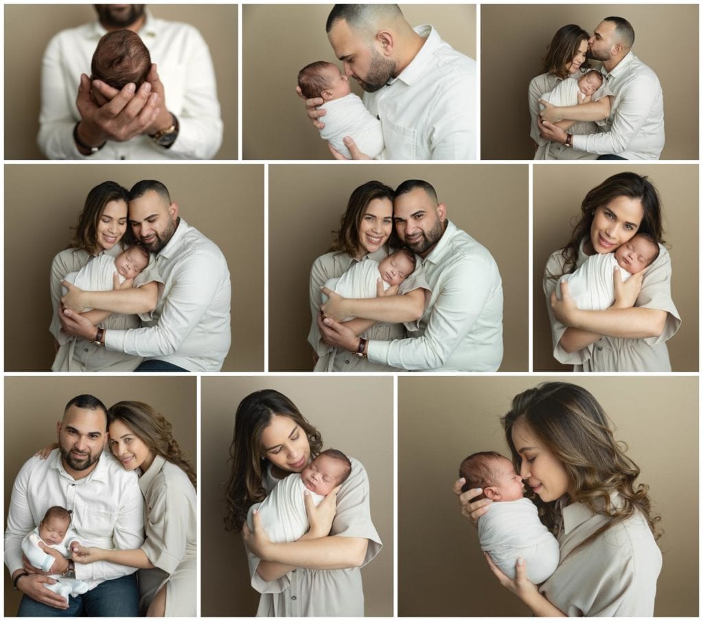 Baby boy with his mom and dad in NYC photography studio